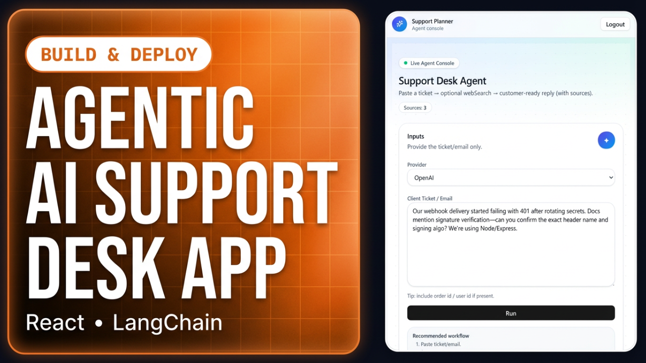 Build & Deploy a Full-Stack Agentic AI App | React + LangChain project preview
